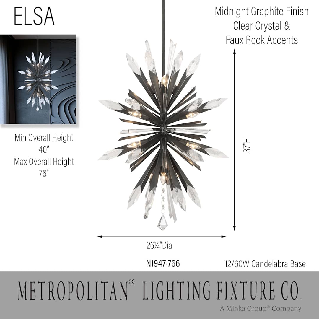 Elsa 12 Light 26" Wide Crystal Pendant