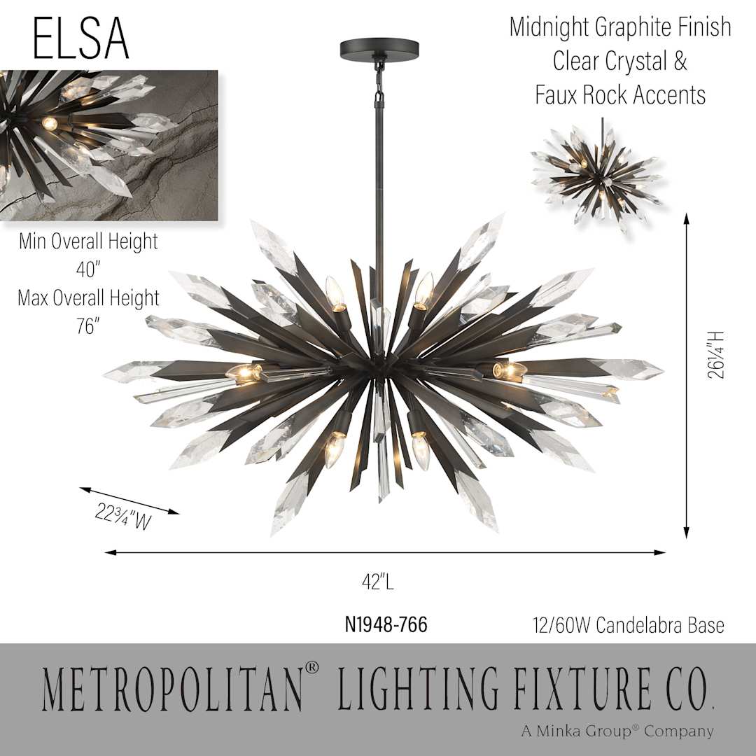 Elsa 12 Light 42" Wide Crystal Pendant