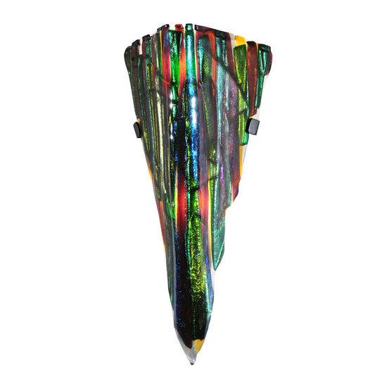 8" W Penna Di Pavone Fused Glass Wall Sconce