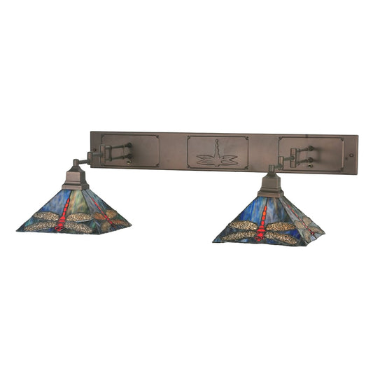 36" W Tiffany Hanginghead Dragonfly 2 Light Double Swing Arm Wall Sconce