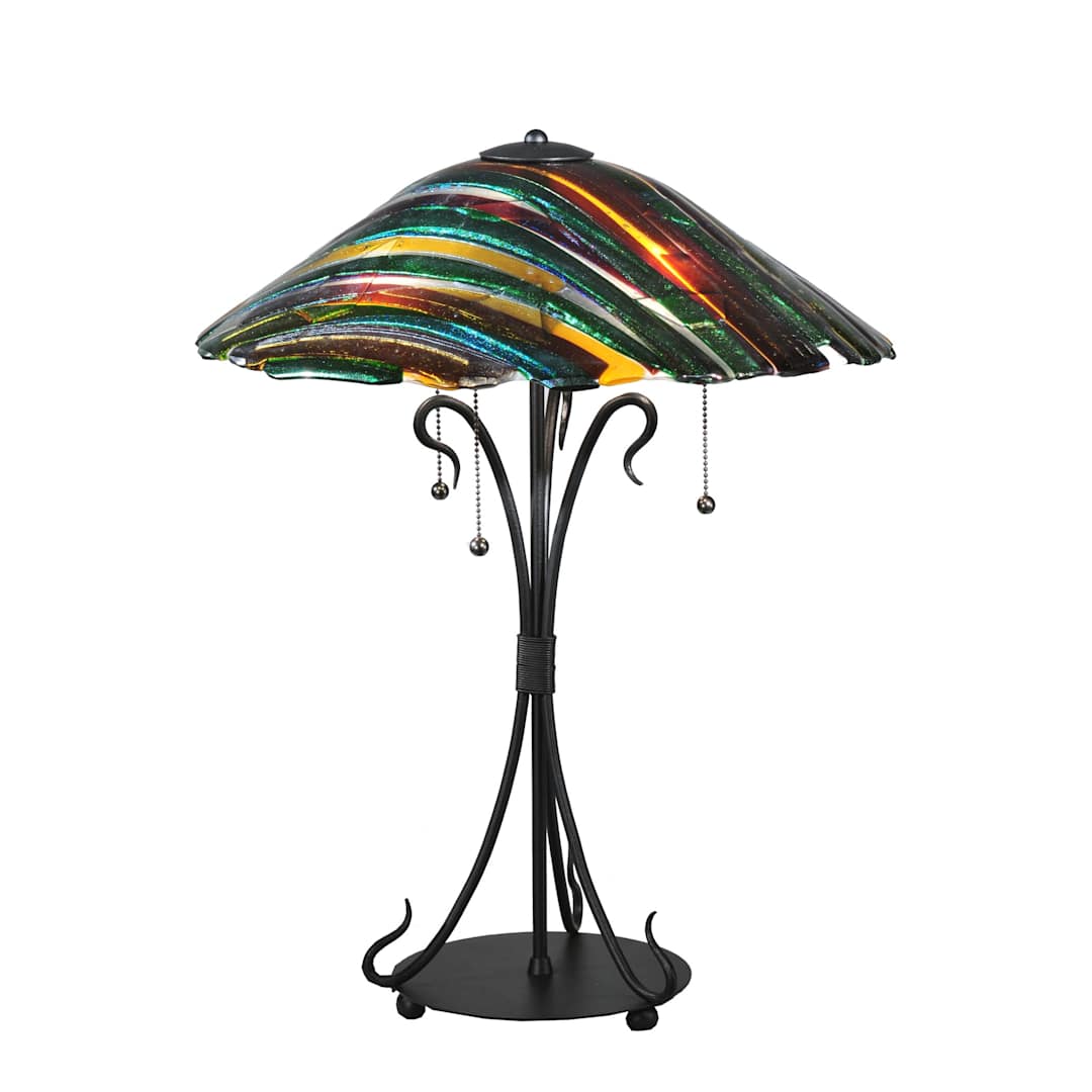 24" H Penna Di Pavone Fused Glass Table Lamp