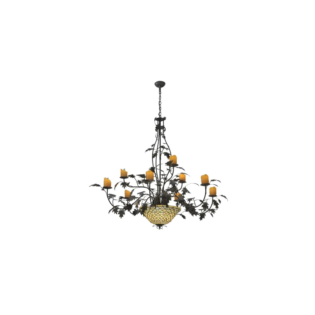 Diamond and Jewel 9 Light 63" Wide Pillar Candle Style Chandelier