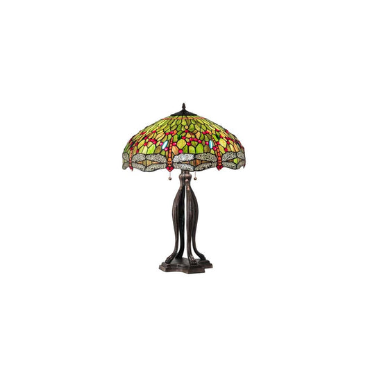 Tiffany Hanginghead Dragonfly 3 Light 30" Tall Buffet Table Lamp