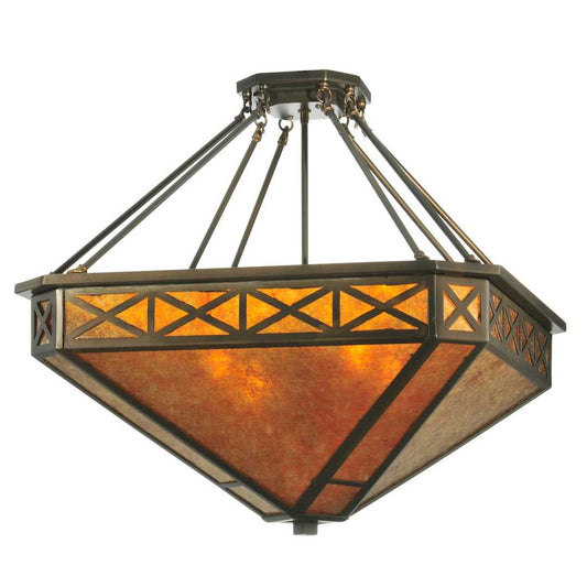 25" W Amber Mica Diamond Mission Octagon Inverted Pendant