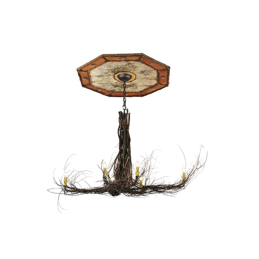 48" L Twigs 6 Light with Ceiling Medallion Chandelier