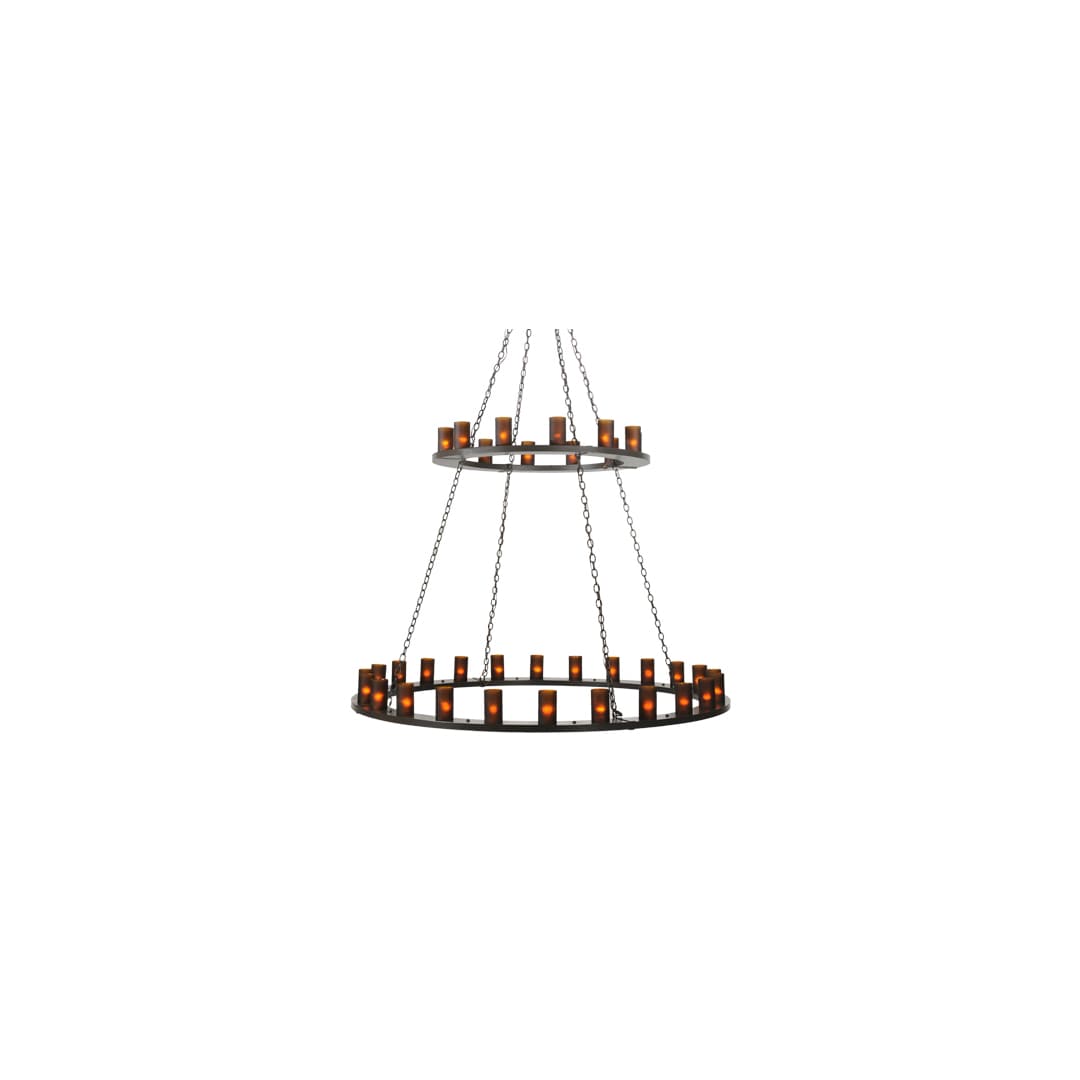Loxley 36 Light 72" Wide Pillar Candle Style Chandelier with Amber Glass Shades - Timeless Bronze Finish