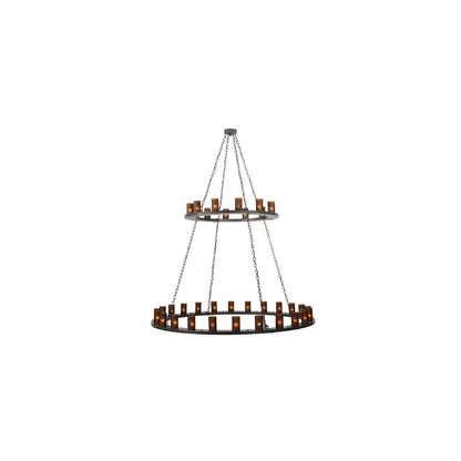 Loxley 36 Light 72" Wide Pillar Candle Style Chandelier with Amber Glass Shades - Timeless Bronze Finish