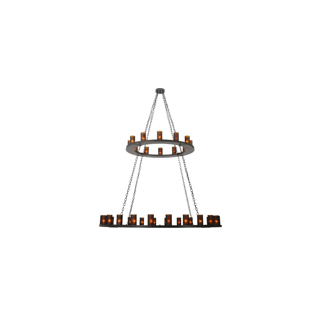 Loxley 36 Light 72" Wide Pillar Candle Style Chandelier with Amber Glass Shades - Timeless Bronze Finish