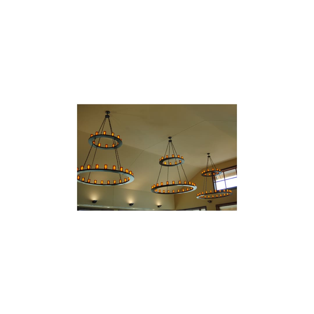 Loxley 36 Light 72" Wide Pillar Candle Style Chandelier with Amber Glass Shades - Timeless Bronze Finish