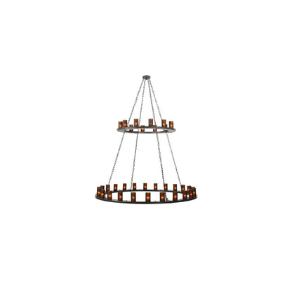 Loxley 36 Light 72" Wide Pillar Candle Style Chandelier with Amber Glass Shades - Timeless Bronze Finish