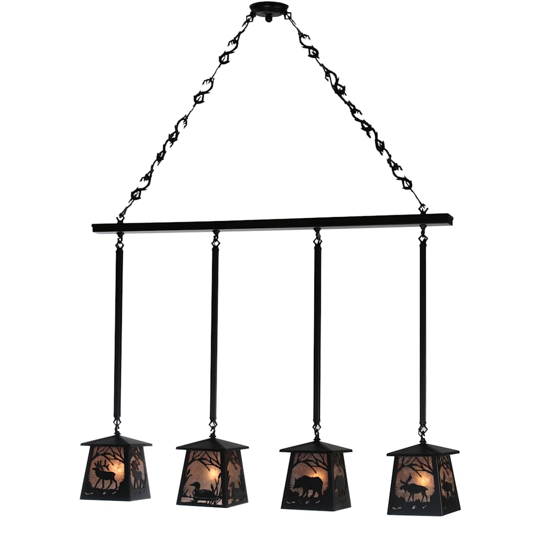 48" Width Wildlife At Pine Lake 4 Light Island Pendant