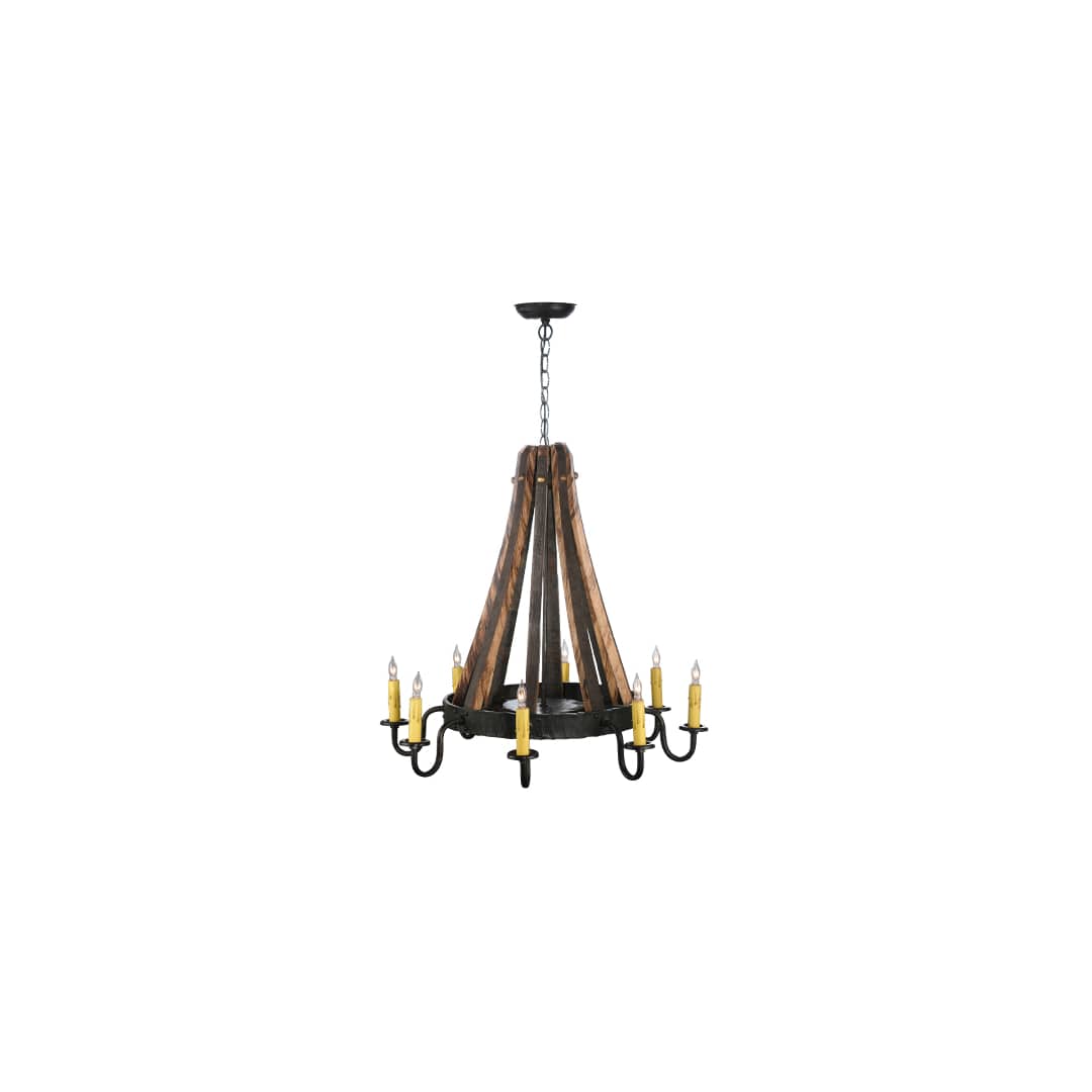 Barrel Stave Madera 8 Light 27" Wide Taper Candle Style Chandelier