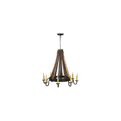 Barrel Stave Madera 8 Light 27" Wide Taper Candle Style Chandelier