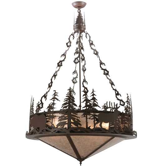 38" W Wildlife At Dusk Inverted Pendant