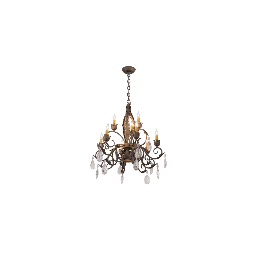 New Country French 9 Light 26" Wide Crystal Candle Style Chandelier