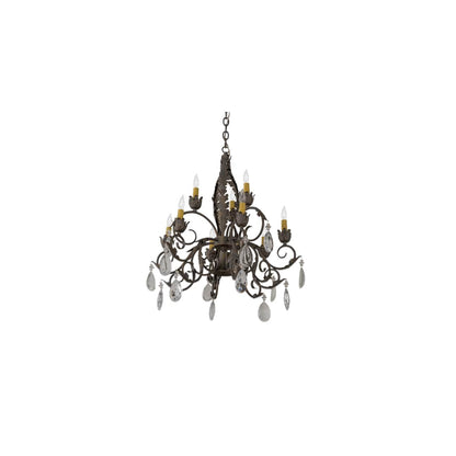 New Country French 9 Light 26" Wide Crystal Candle Style Chandelier