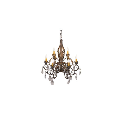 New Country French 9 Light 26" Wide Crystal Candle Style Chandelier