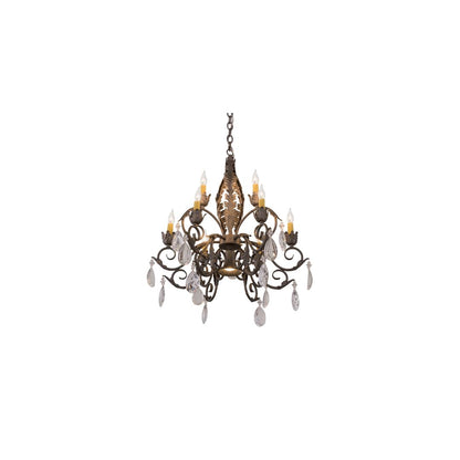 New Country French 9 Light 26" Wide Crystal Candle Style Chandelier