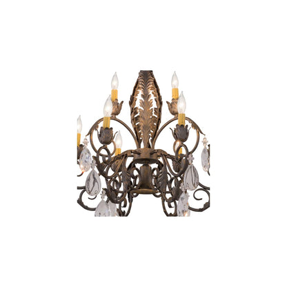 New Country French 9 Light 26" Wide Crystal Candle Style Chandelier