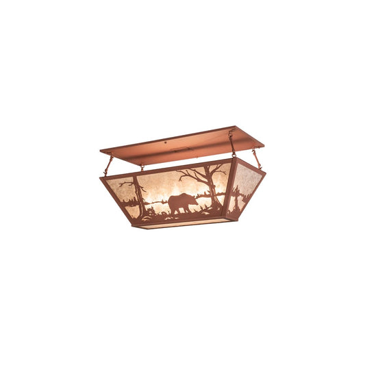 Bear at Lake 6 Light 33" Wide Semi-Flush Linear Ceiling Fixture