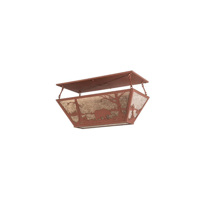 Bear at Lake 6 Light 33" Wide Semi-Flush Linear Ceiling Fixture