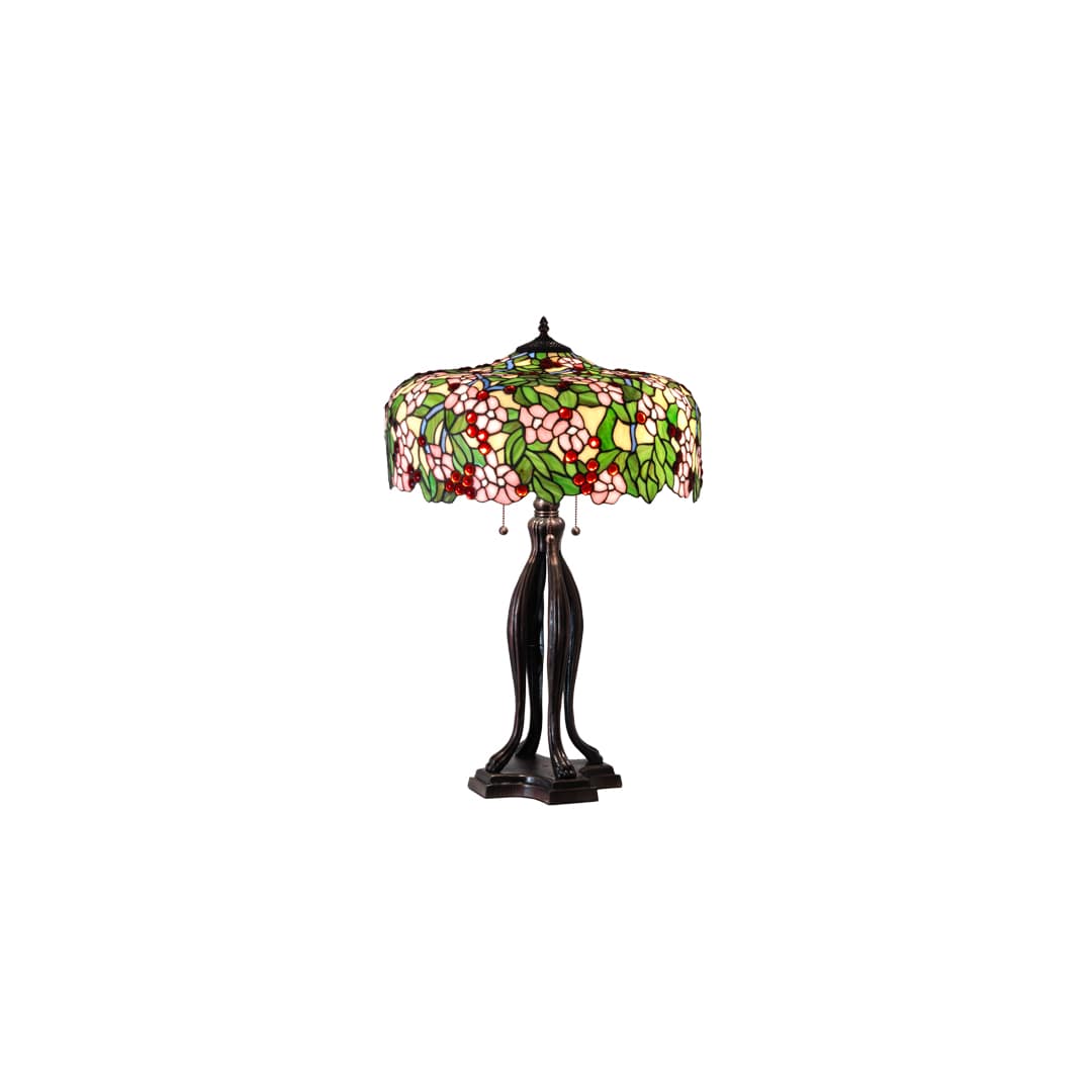 Tiffany Cherry Blossom 3 Light 30" Tall Buffet Table Lamp