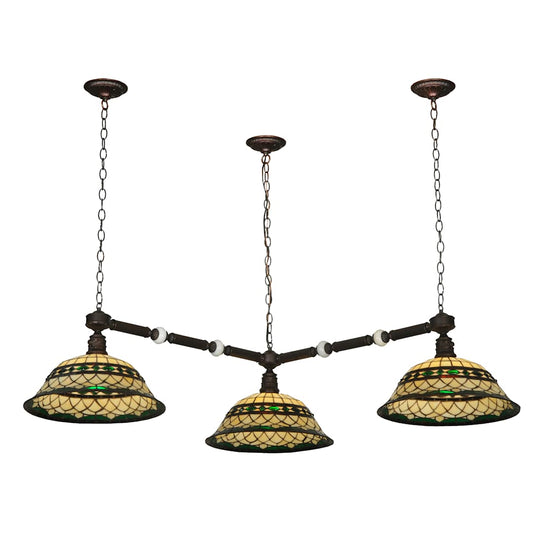 45" Wide Tiffany Roman 3 Light Corner Pendant