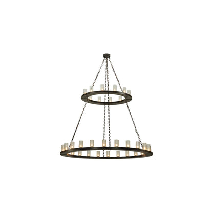 Loxley 36 Light 72" Wide Pillar Candle Style Chandelier with Clear, Seedy Glass Shades - Timeless Bronze Finish