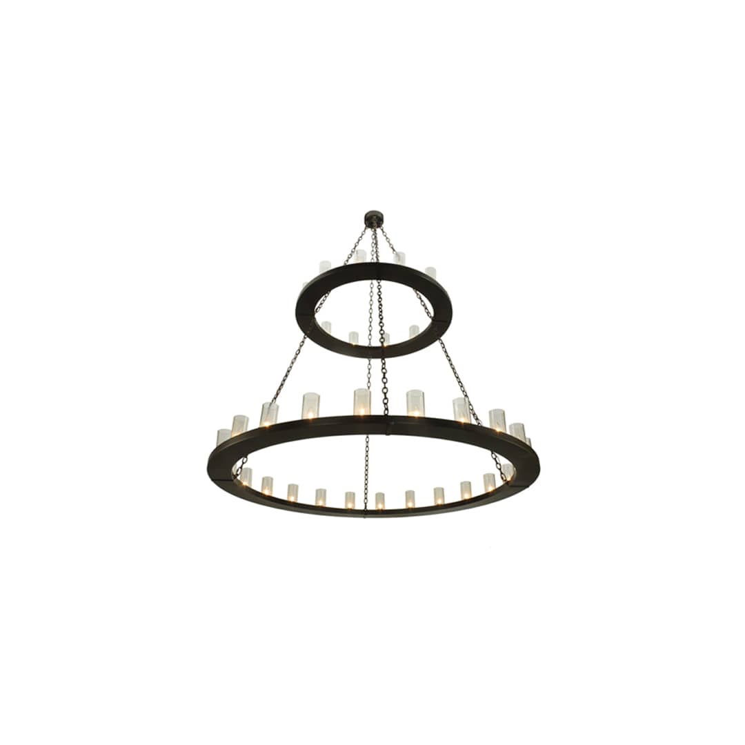 Loxley 36 Light 72" Wide Pillar Candle Style Chandelier with Clear, Seedy Glass Shades - Timeless Bronze Finish