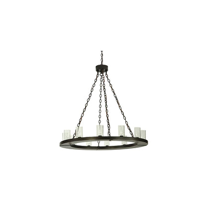 Loxley 36 Light 72" Wide Pillar Candle Style Chandelier with Clear, Seedy Glass Shades - Timeless Bronze Finish