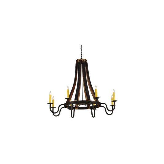 Barrel Stave Madera 8 Light 50" Wide Taper Candle Style Chandelier