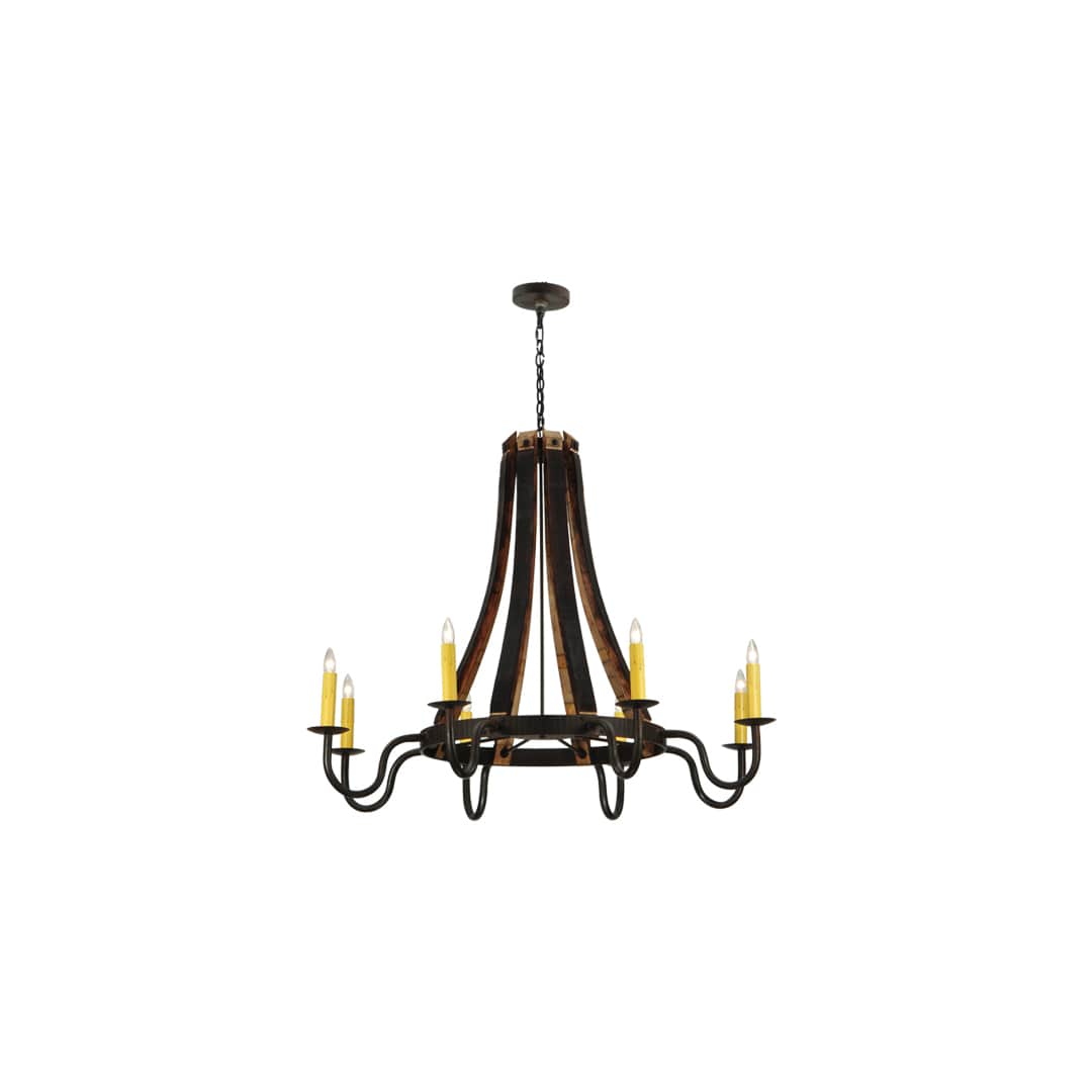 Barrel Stave Madera 8 Light 50" Wide Taper Candle Style Chandelier
