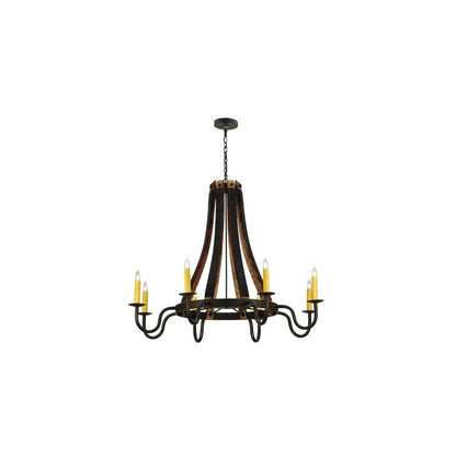 Barrel Stave Madera 8 Light 50" Wide Taper Candle Style Chandelier