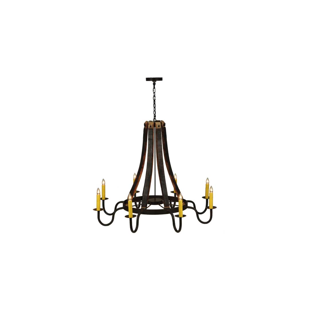 Barrel Stave Madera 8 Light 50" Wide Taper Candle Style Chandelier