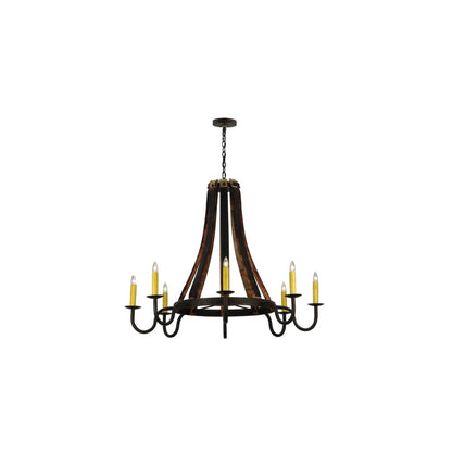 Barrel Stave Madera 8 Light 50" Wide Taper Candle Style Chandelier