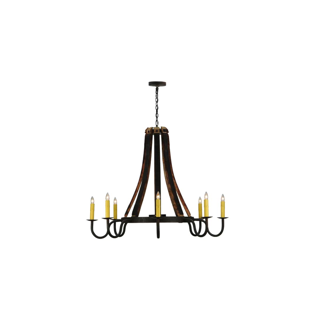 Barrel Stave Madera 8 Light 50" Wide Taper Candle Style Chandelier