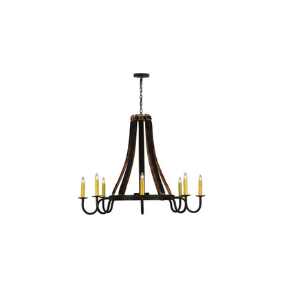 Barrel Stave Madera 8 Light 50" Wide Taper Candle Style Chandelier