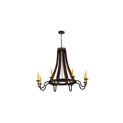 Barrel Stave Madera 8 Light 50" Wide Taper Candle Style Chandelier