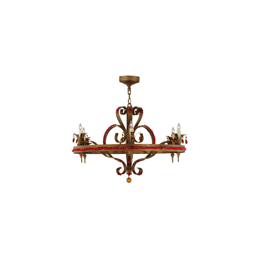 Grosetto 6 Light 39" Wide Beaded Candle Style Chandelier