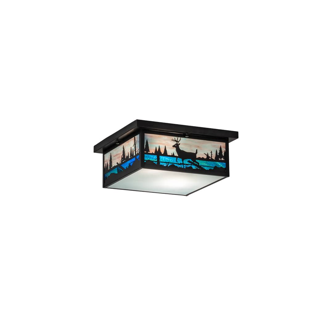 Deer Creek 2 Light 23" Wide Flush Mount Square Ceiling Fixture - Craftsman Brown Finish