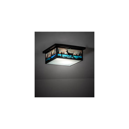 Deer Creek 2 Light 23" Wide Flush Mount Square Ceiling Fixture - Craftsman Brown Finish