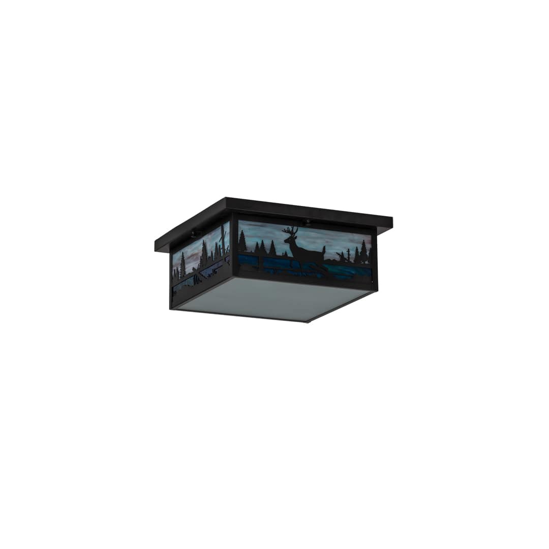 Deer Creek 2 Light 23" Wide Flush Mount Square Ceiling Fixture - Craftsman Brown Finish