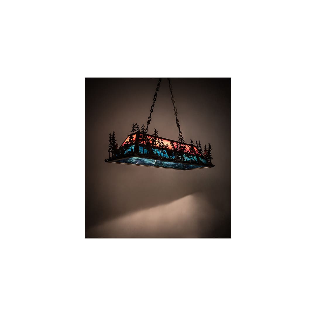 Deer through the Trees 9 Light 19" Wide Linear Pendant