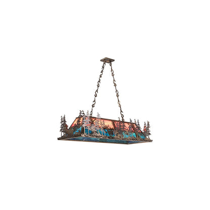 Deer through the Trees 9 Light 19" Wide Linear Pendant