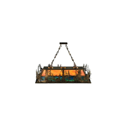 Deer through the Trees 9 Light 19" Wide Linear Pendant