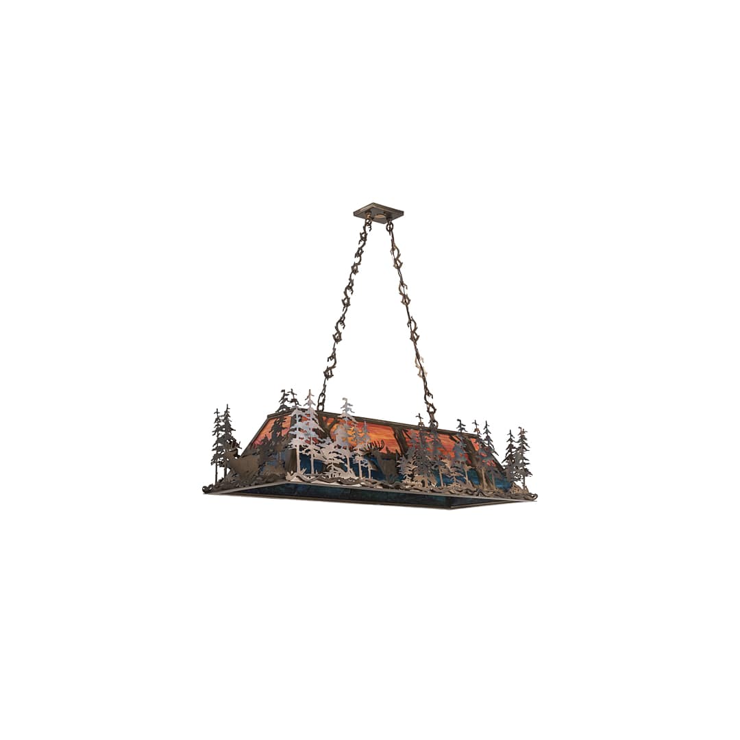 Deer through the Trees 9 Light 19" Wide Linear Pendant