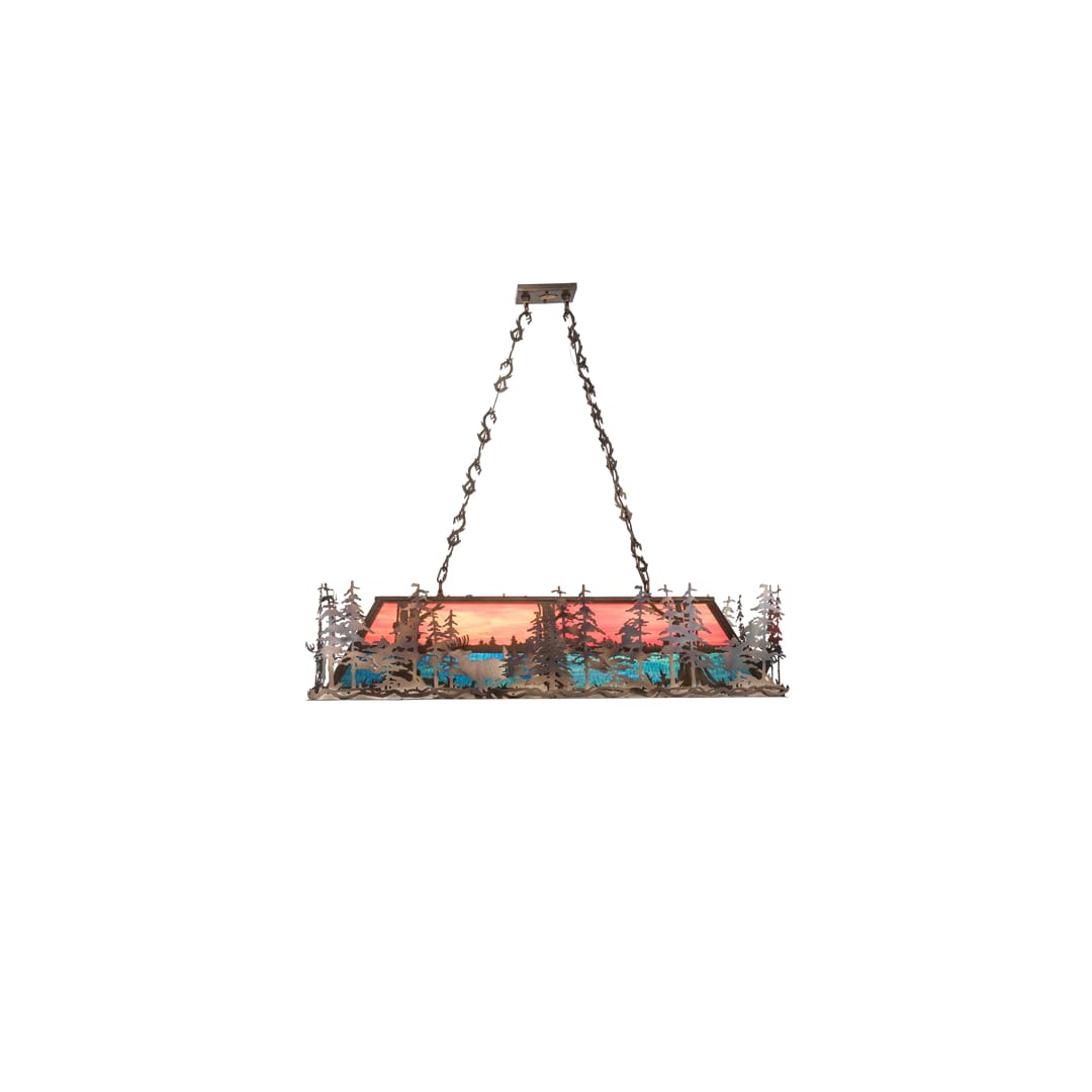 Deer through the Trees 9 Light 19" Wide Linear Pendant