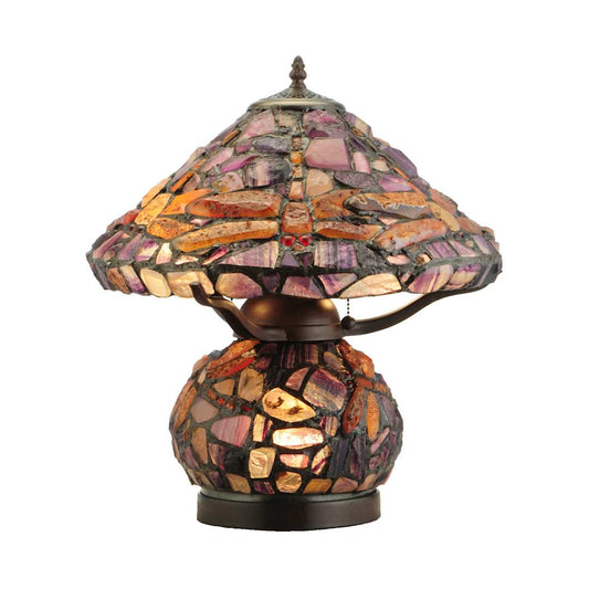 Dragonfly Jadestone 2 Light 18.5" Tall Hand-Crafted Table Lamp with Stained Glass