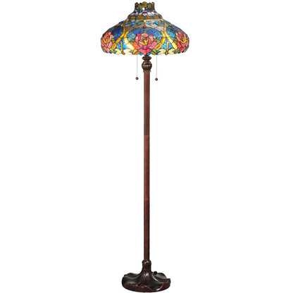 Dragonfly Rose 2 Light 60" Tall Hand-Crafted Floor Lamp with Stained Glass