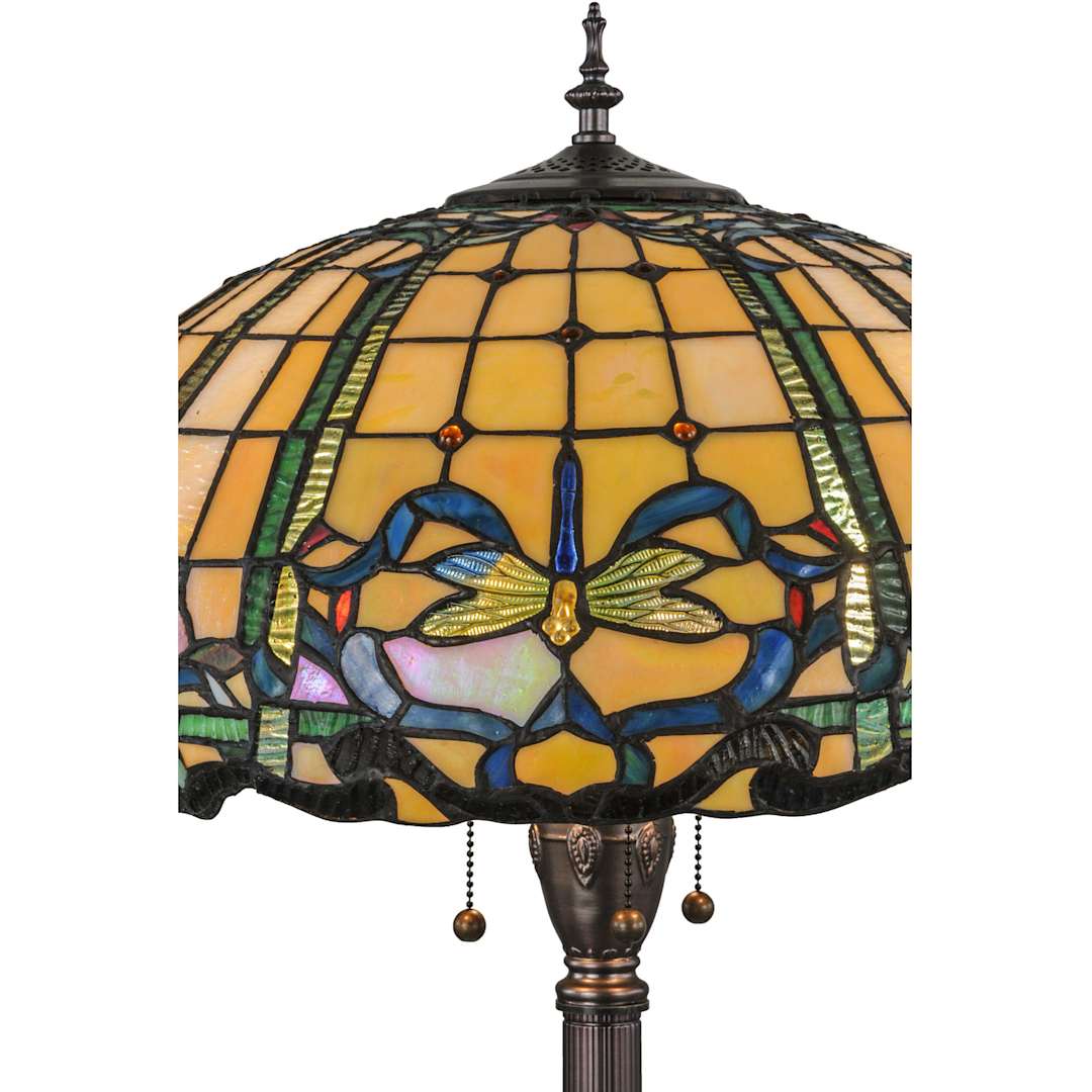 Tiffany Dragonfly 3 Light 63" Tall Hand-Crafted Floor Lamp with Stained Glass